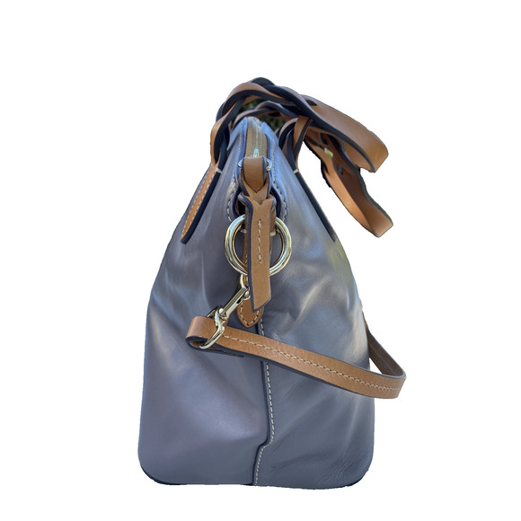 Dooney And Bourke Smooth Leather Celeste Large Satchel Gray Bag A384689 - Picture 3 of 6